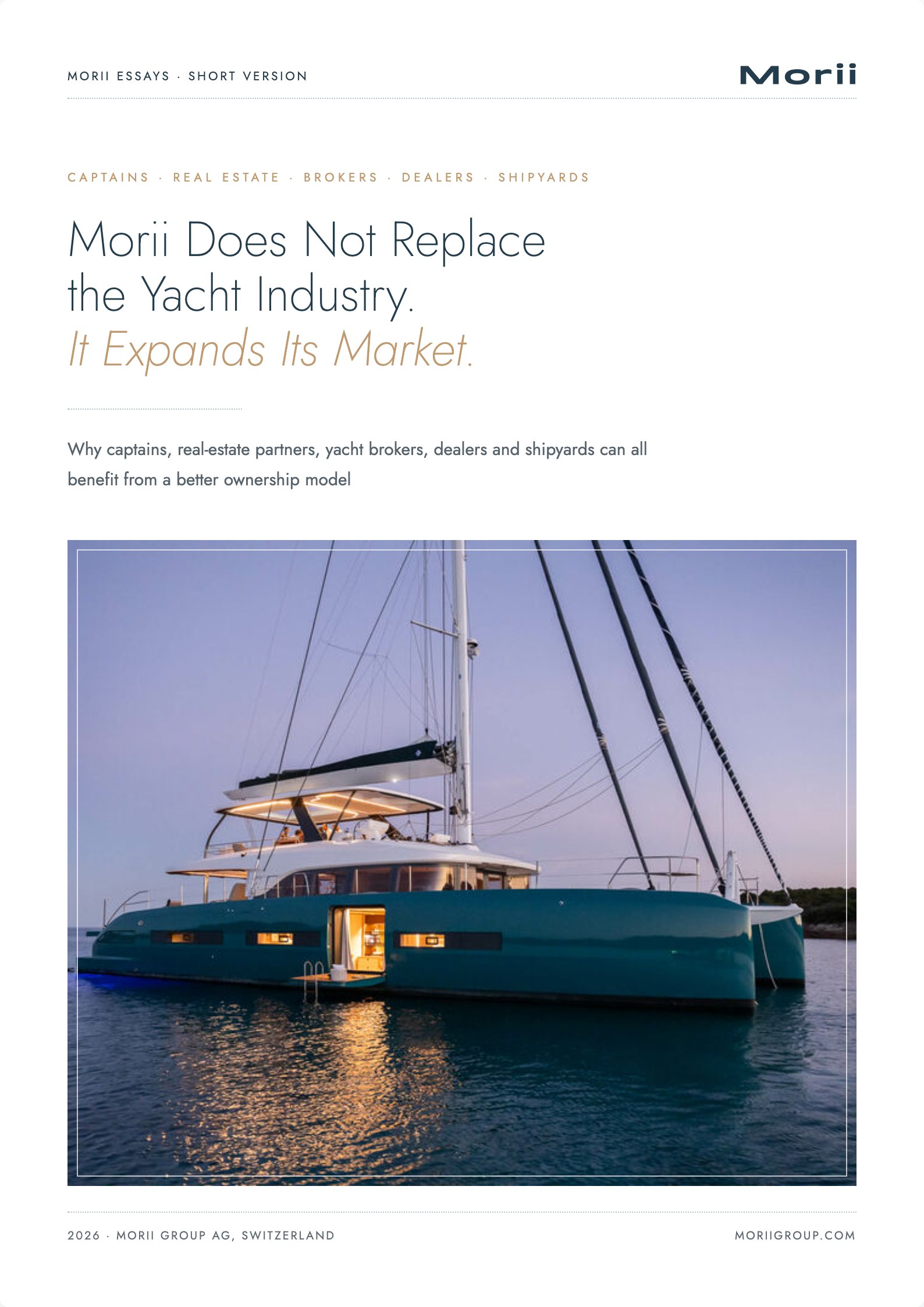 Morii Does Not Replace the Yacht Industry. It Expands Its Market, page 1
