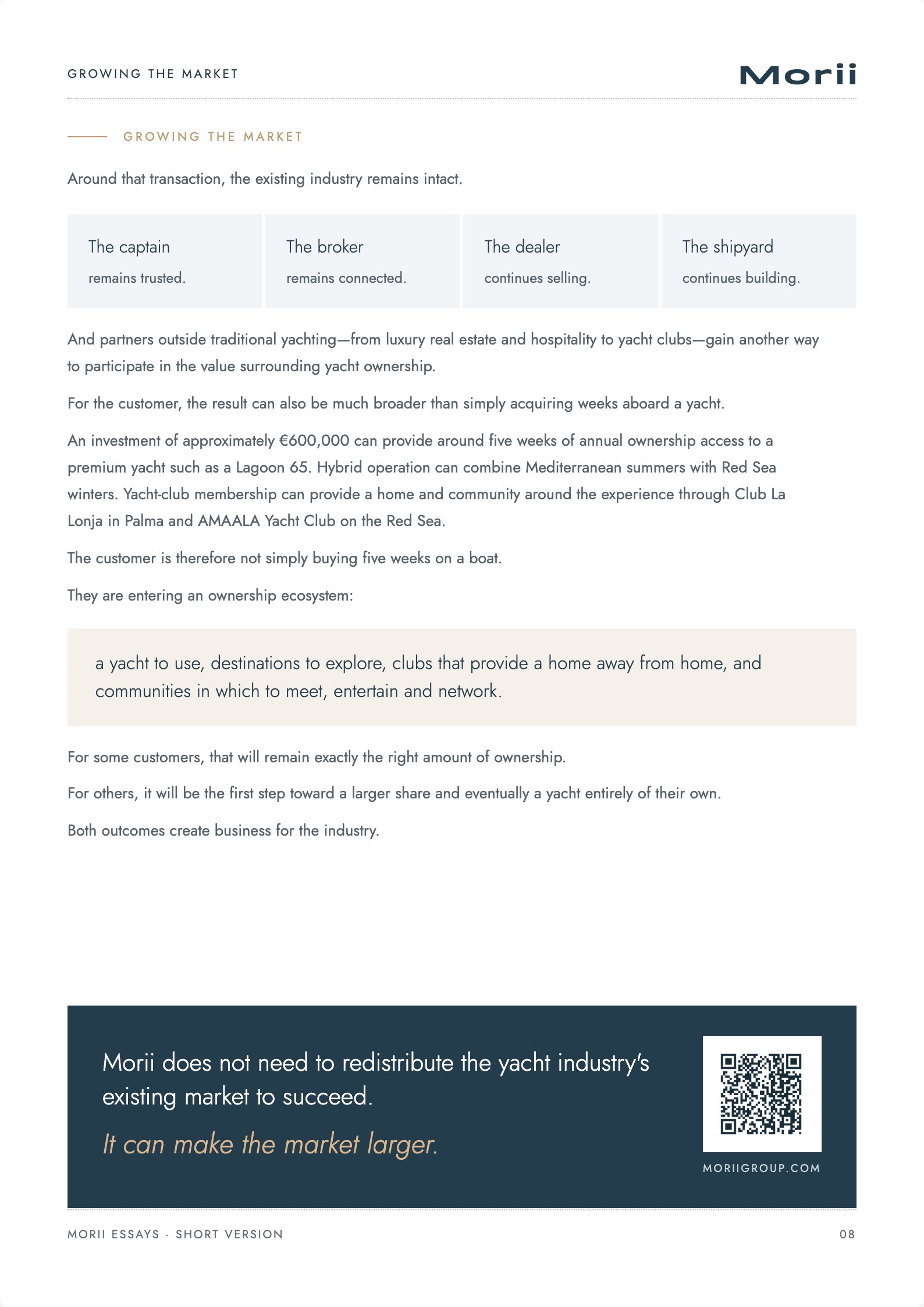 Morii Does Not Replace the Yacht Industry. It Expands Its Market, page 8