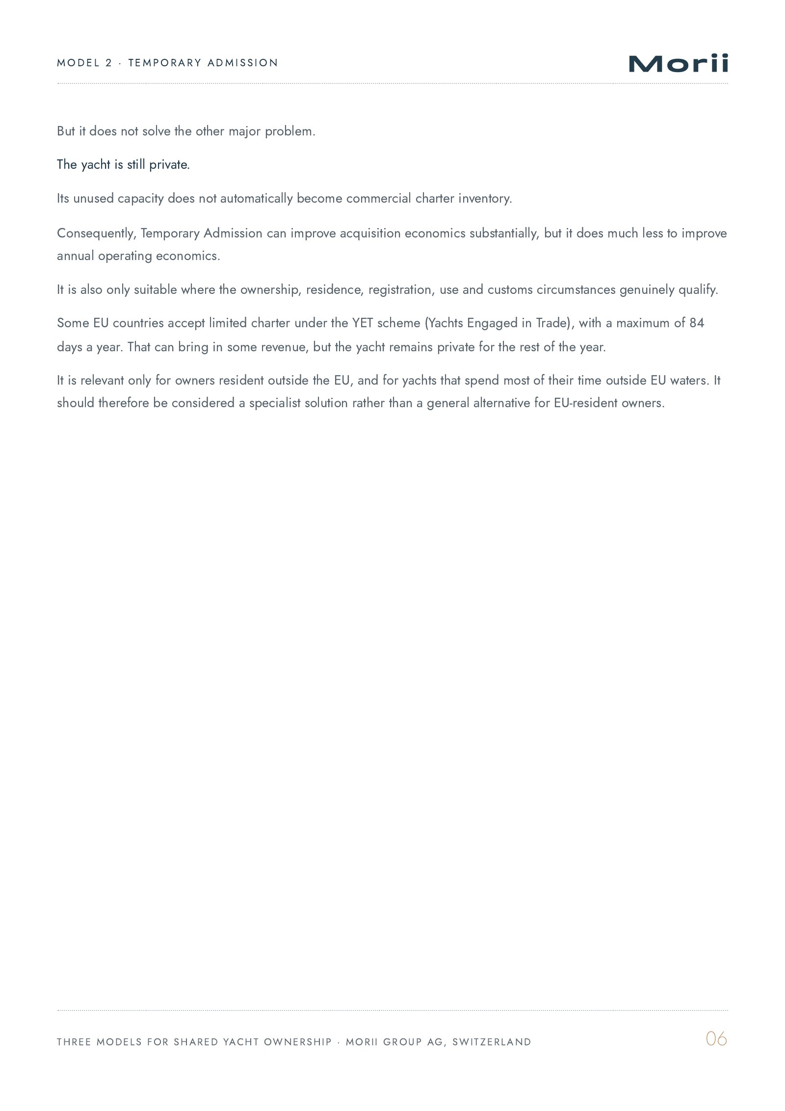 Three Models for Shared Yacht Ownership, page 6