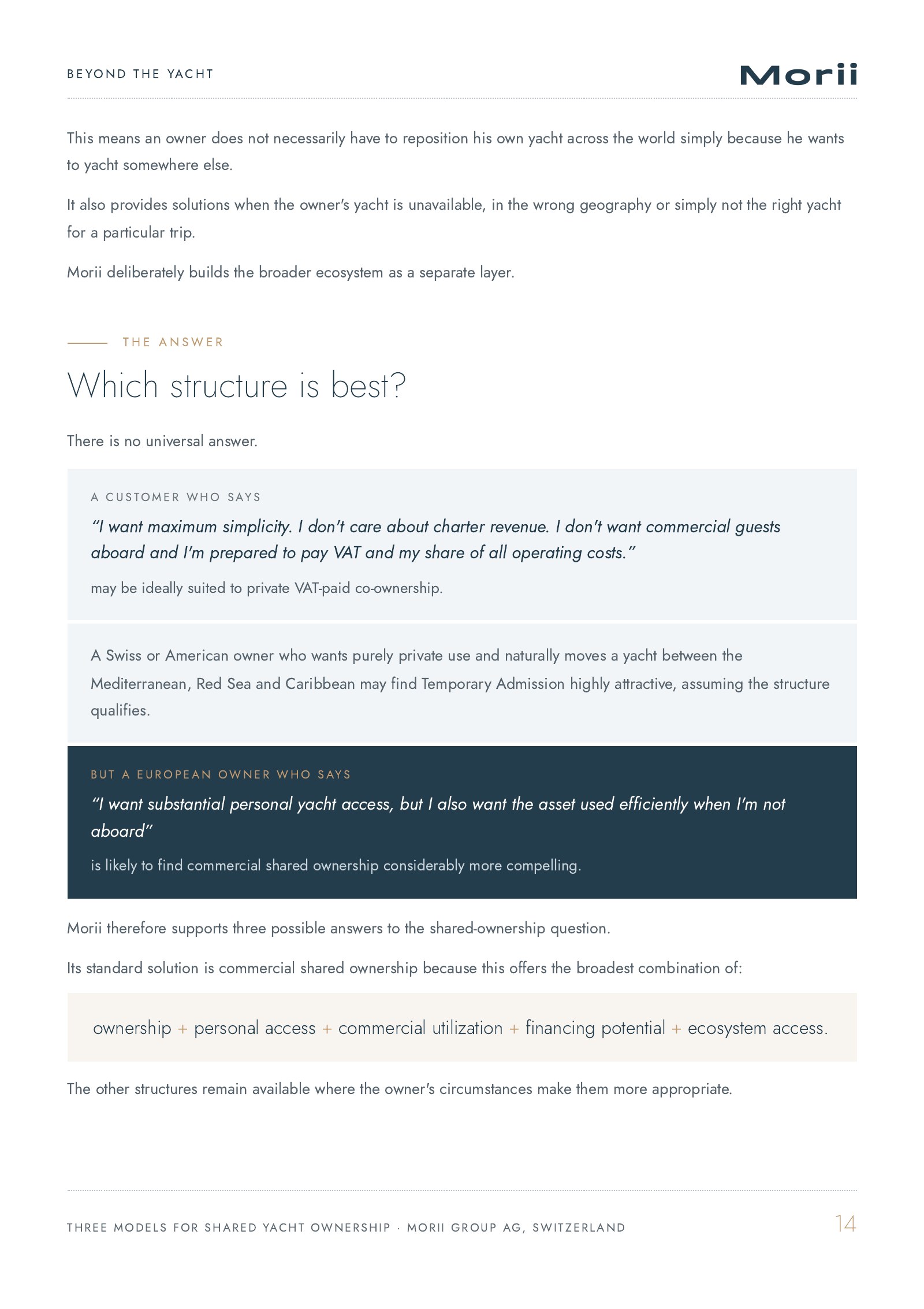 Three Models for Shared Yacht Ownership, page 14