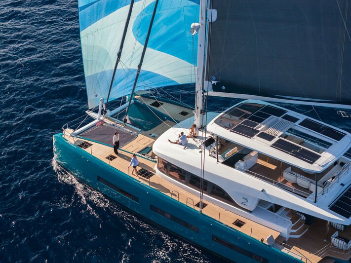 A Lagoon EIGHTY2 under sail